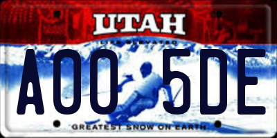 UT license plate A005DE