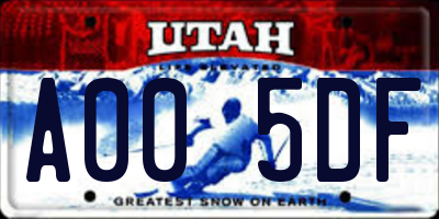 UT license plate A005DF