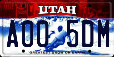 UT license plate A005DM