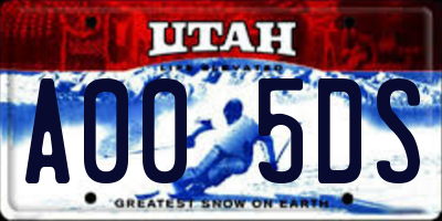 UT license plate A005DS