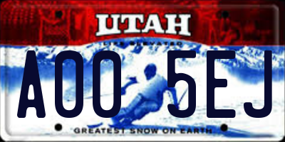 UT license plate A005EJ