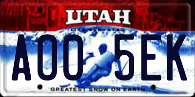 UT license plate A005EK