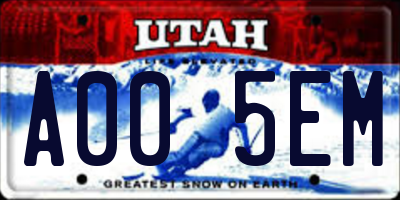 UT license plate A005EM