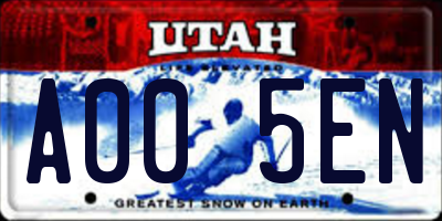 UT license plate A005EN