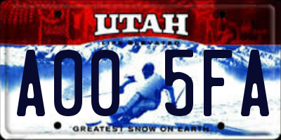 UT license plate A005FA