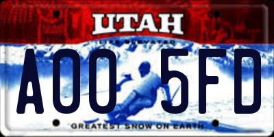 UT license plate A005FD