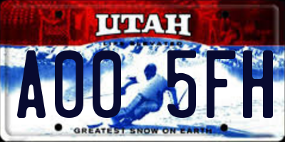 UT license plate A005FH