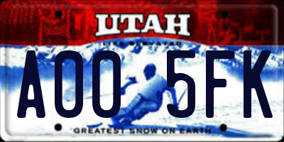 UT license plate A005FK