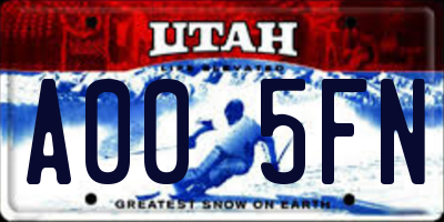 UT license plate A005FN