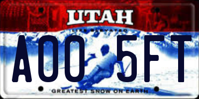 UT license plate A005FT