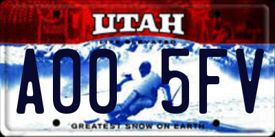 UT license plate A005FV