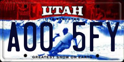 UT license plate A005FY