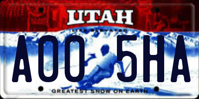 UT license plate A005HA