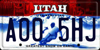 UT license plate A005HJ