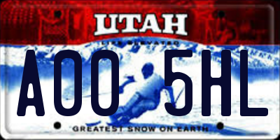 UT license plate A005HL