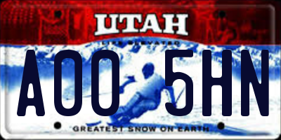 UT license plate A005HN