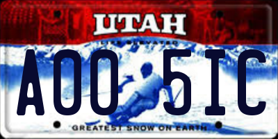 UT license plate A005IC