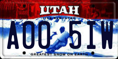 UT license plate A005IW