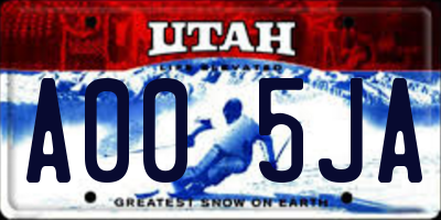 UT license plate A005JA