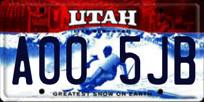 UT license plate A005JB