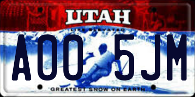 UT license plate A005JM