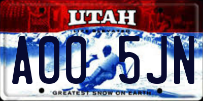 UT license plate A005JN