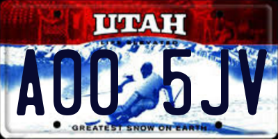 UT license plate A005JV