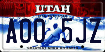 UT license plate A005JZ