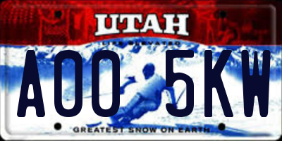 UT license plate A005KW