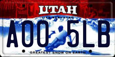 UT license plate A005LB