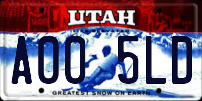 UT license plate A005LD