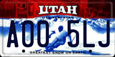 UT license plate A005LJ