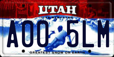 UT license plate A005LM