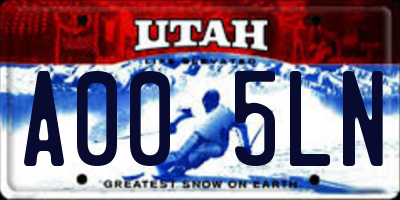 UT license plate A005LN