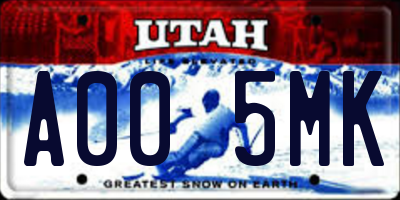 UT license plate A005MK