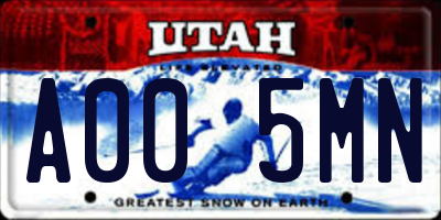 UT license plate A005MN