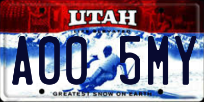 UT license plate A005MY
