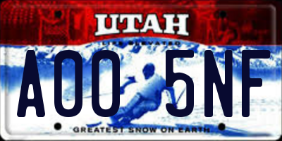 UT license plate A005NF