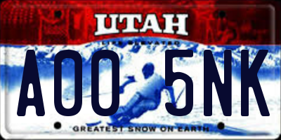 UT license plate A005NK