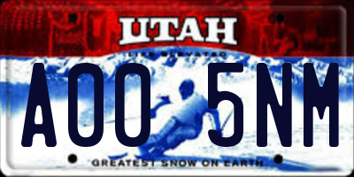 UT license plate A005NM