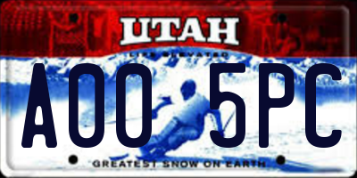 UT license plate A005PC