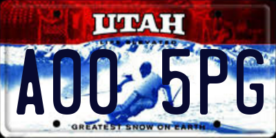 UT license plate A005PG