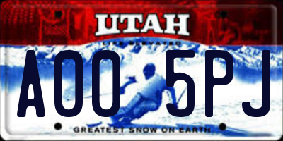 UT license plate A005PJ