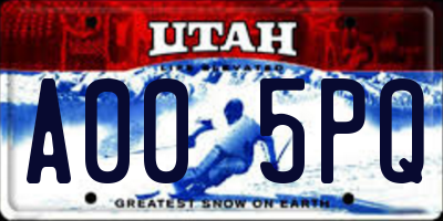 UT license plate A005PQ