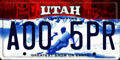 UT license plate A005PR