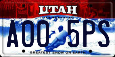 UT license plate A005PS