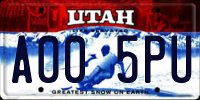 UT license plate A005PU