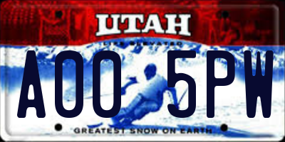 UT license plate A005PW