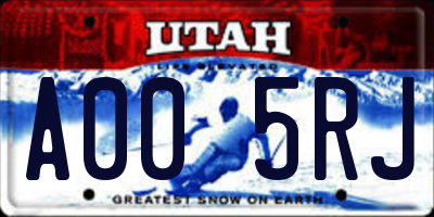 UT license plate A005RJ