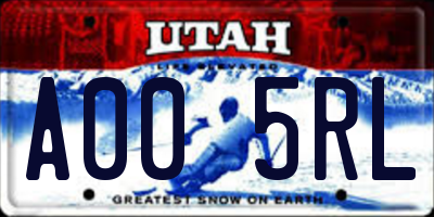 UT license plate A005RL